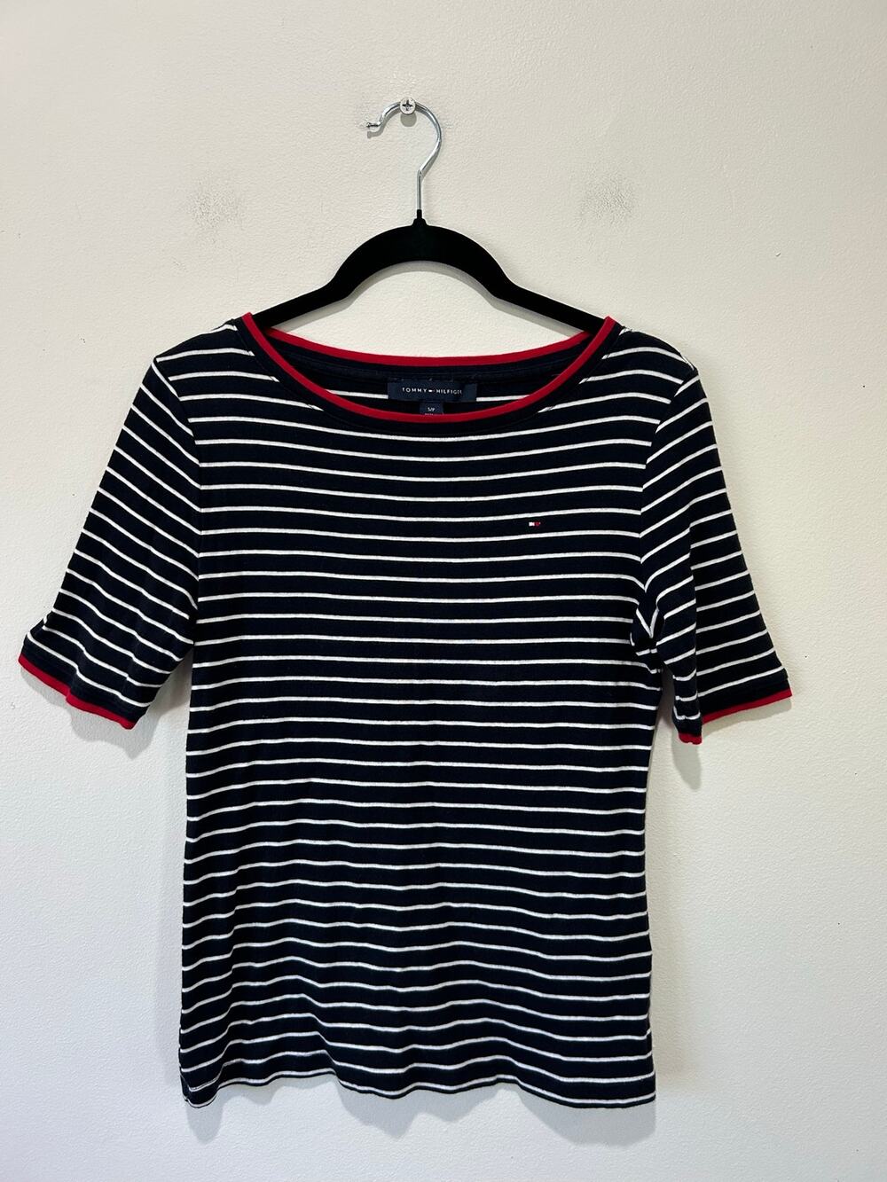 Tommy Hilfiger t shirt womens S cotton blue striped nautical coastal y2k 90s